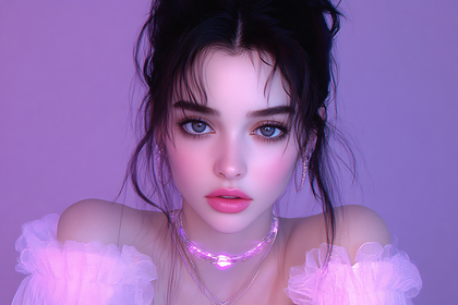 Ethereal Beauty with Glowing Necklace