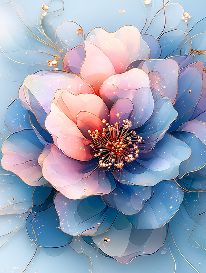Ethereal Bloom With Gold Accents