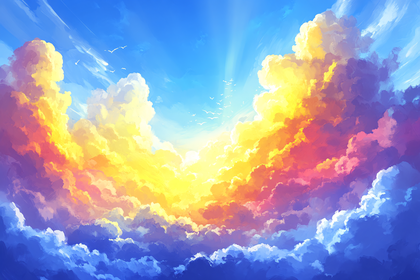 Ethereal Cloudscape with Sunlight