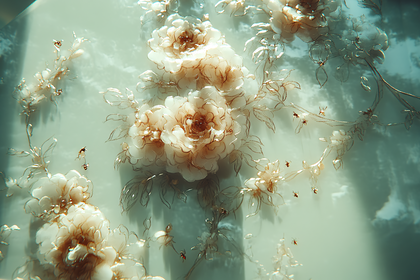 Ethereal Cream Flowers and Insects