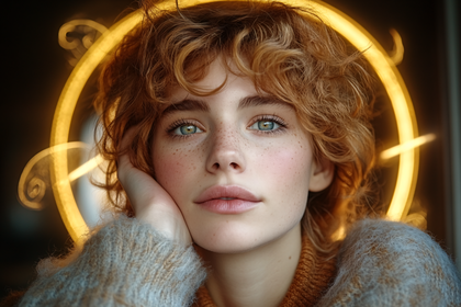 Ethereal Redhead Portrait with Halo