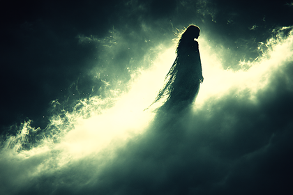 Ethereal Silhouette In Cosmic Clouds