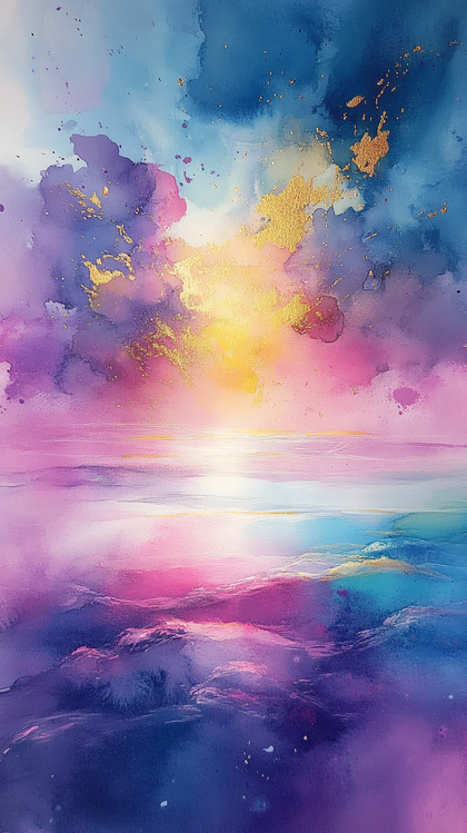 Ethereal Sunset Watercolor