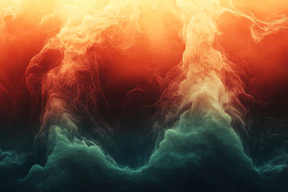 Ethereal Swirls Of Orange And Green