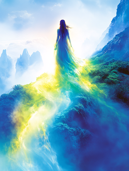 Ethereal Woman in Mystical Landscape