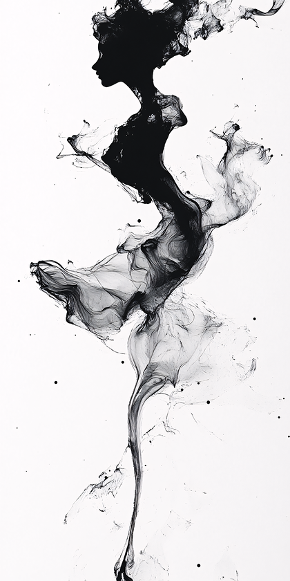 Ethereal Woman Silhouette in Ink