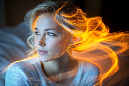 Ethereal Woman with Glowing Energy Trails