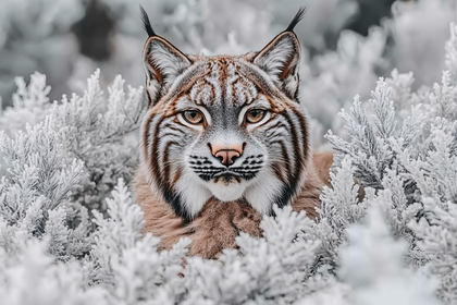 Eurasian Lynx Portrait in Winter