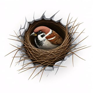 sparrow in nest