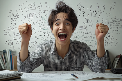 Eureka! Joyful Young Man Celebrating His Success