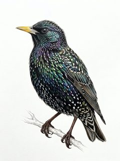 European Starling Illustration