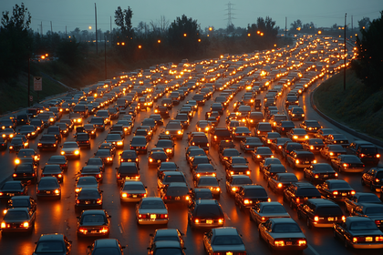 Evening Highway Traffic Congestion