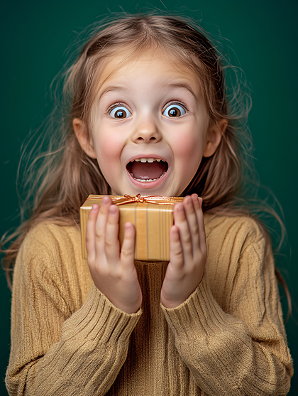 Excited Child With Gift