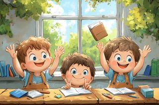 Excited Children in Classroom