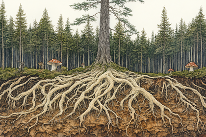 Exposed Roots of a Forest Tree