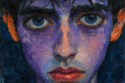 Expressive Portrait In Purple And Orange