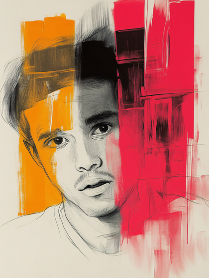 Expressive Portrait with Color Blocks