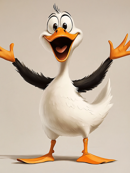 Exuberant Cartoon Goose