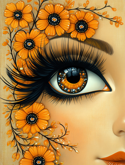 Eye Adorned With Orange Flowers