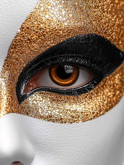 Eye With Golden Glitter Mask