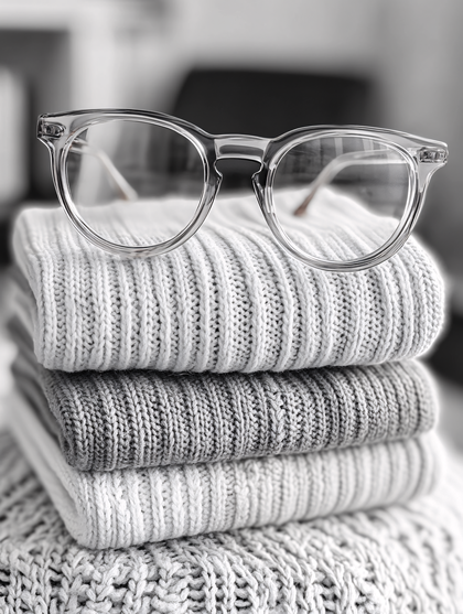 Eyeglasses On Stacked Knitwear