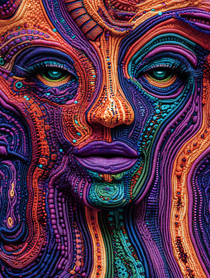 Face in Embroidered Style