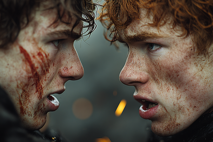 Face-Off Between Wounded Men
