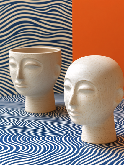 Face Vases On Striped Surface