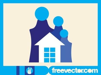 Family and House Free Vector