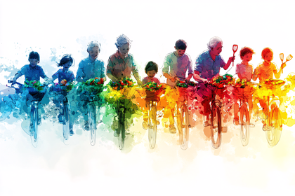 Family Bicycle Ride with Harvest