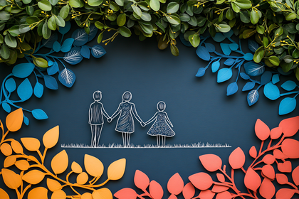 Family Paper Art in Leaf Frame
