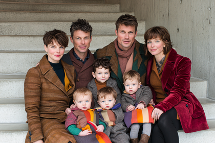 Family Portrait On Stairs
