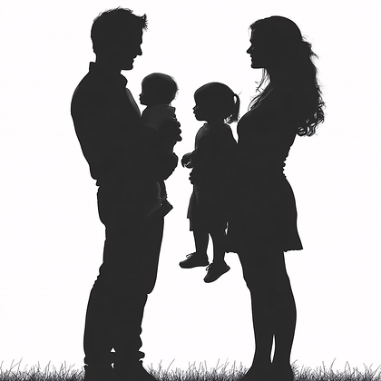 Family Silhouette on White