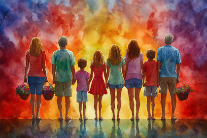 Family Togetherness Watercolor Painting
