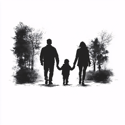 Family Walk Silhouette