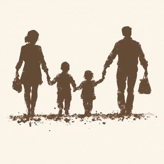 Family Walking Silhouette