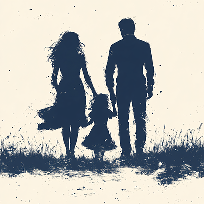 Family Walking Silhouette