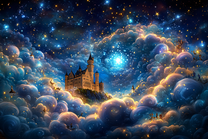 Fantasy Castle in Starry Sky