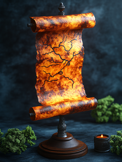 Fantasy Map Scroll On Stand