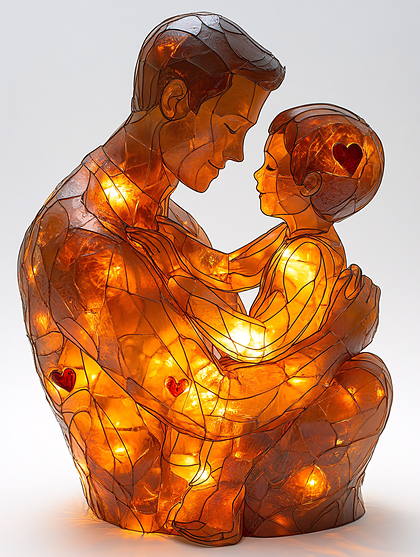 Father And Child Embrace Sculpture
