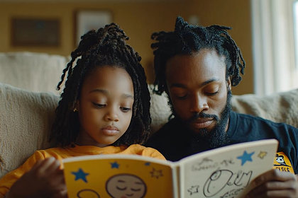 Father And Daughter Reading Book