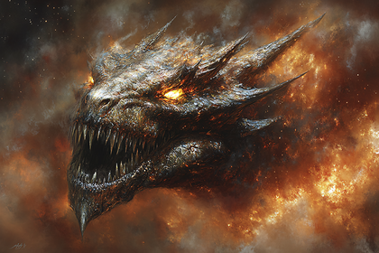 Fearsome Fiery Dragon Head