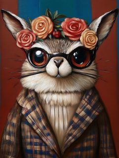 Feline Fashionista with Floral Crown