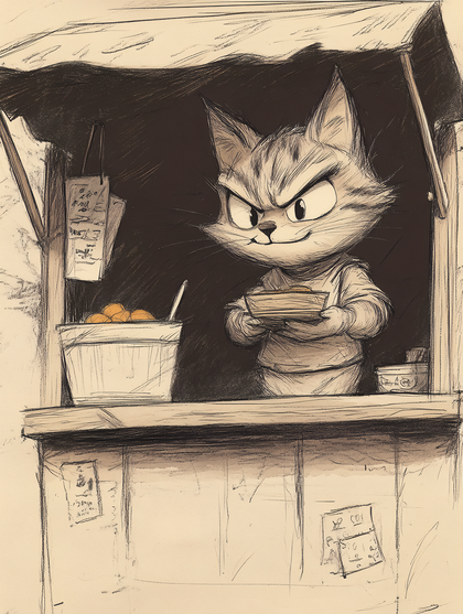 Feline Food Stall Owner