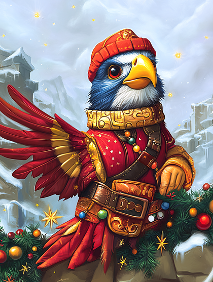 Festive Bird in Winter Attire