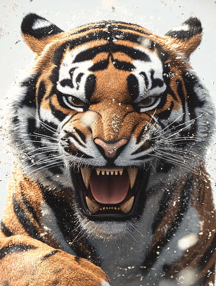 Fierce Tiger Roaring Close Up
