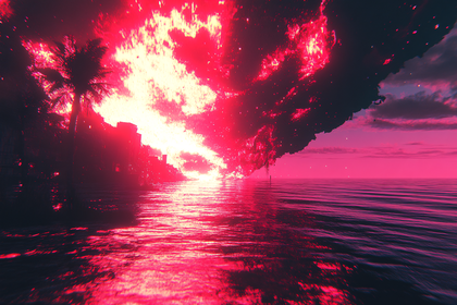 Fiery Beach Sunset