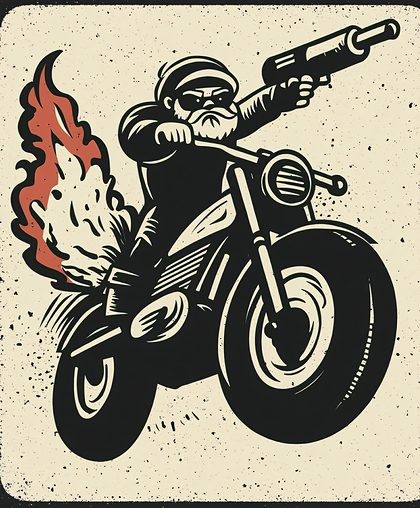 Fiery Biker Santa