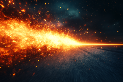 Fiery Blast Across a Dark Landscape