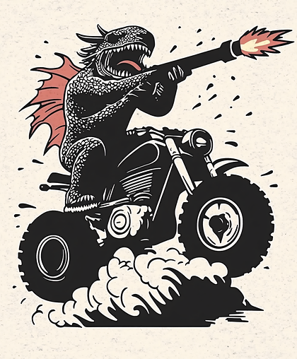 Fiery Dragon Rider On Motorcycle